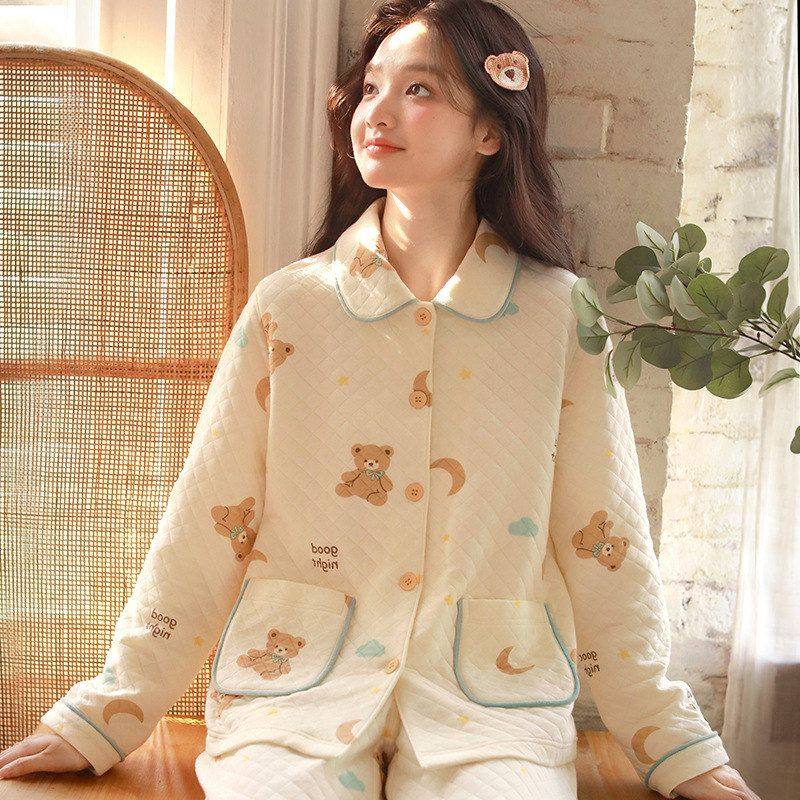 女款薄棉卡通家居服,舒适保暖