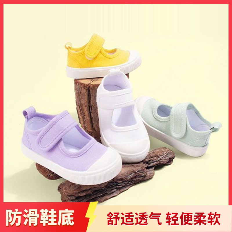 春秋儿童帆布鞋女童方口鞋可爱蝴蝶结休闲浅口软底透气1-3岁2单鞋