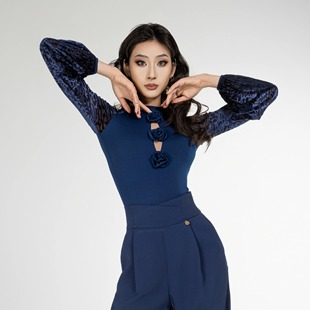 丹珍舞服摩登舞新品 M917 交谊舞双人舞广场舞国标练功服上衣春夏款