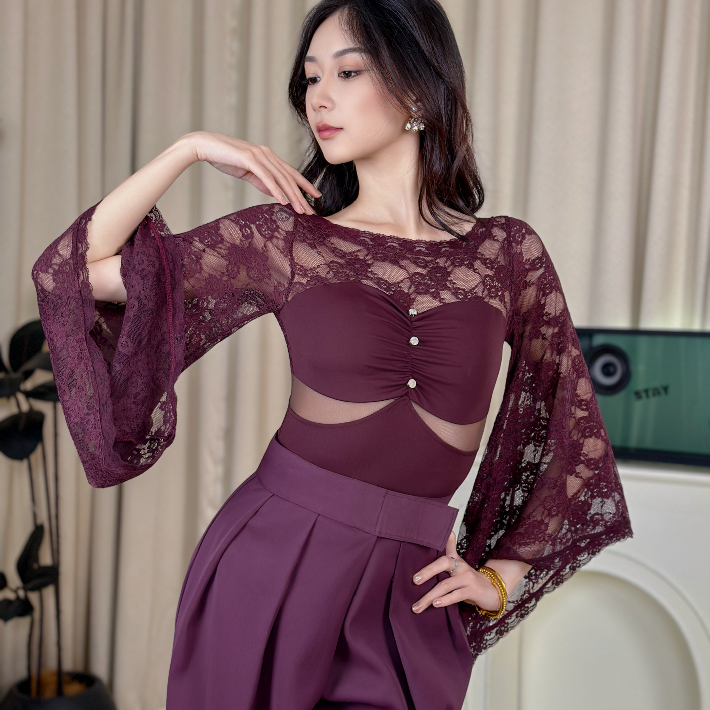 新款女士摩登舞秋季练功服
