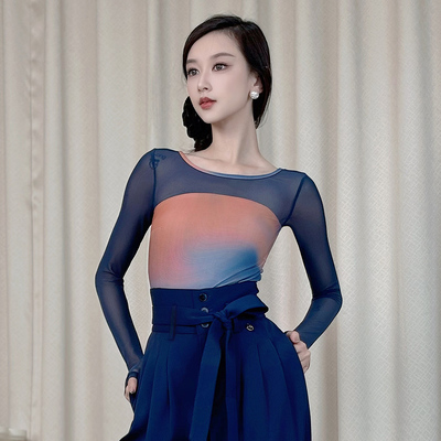 丹珍舞服摩登舞新品交谊舞双人舞广场舞国标舞练功服上衣M5-8