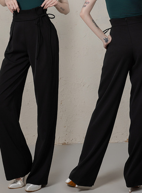 丹珍舞裤女裤子高腰跳舞国标舞高端时尚显瘦摩登舞蹈练功长裤mk02