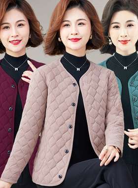 中老年女装春秋厚外套妈妈装秋冬季轻薄款棉衣内搭小棉袄德绒亲肤
