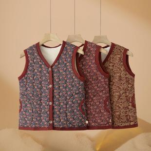 奶奶冬装 加厚坎肩老太太衣服中老年人妈妈保暖背心秋冬加绒马夹女