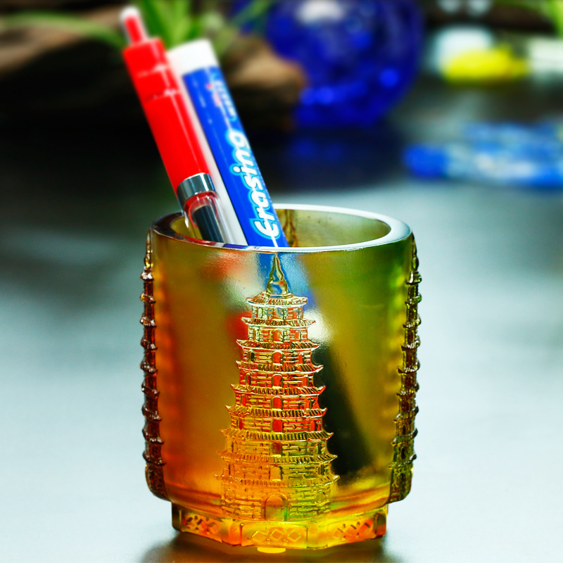 水晶文昌塔笔筒办公桌上放的摆件