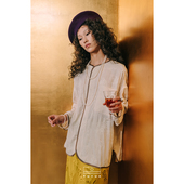 米白色提花宽松圆领衬衫 TUYUE涂月 新中式 原创设计 明星同款