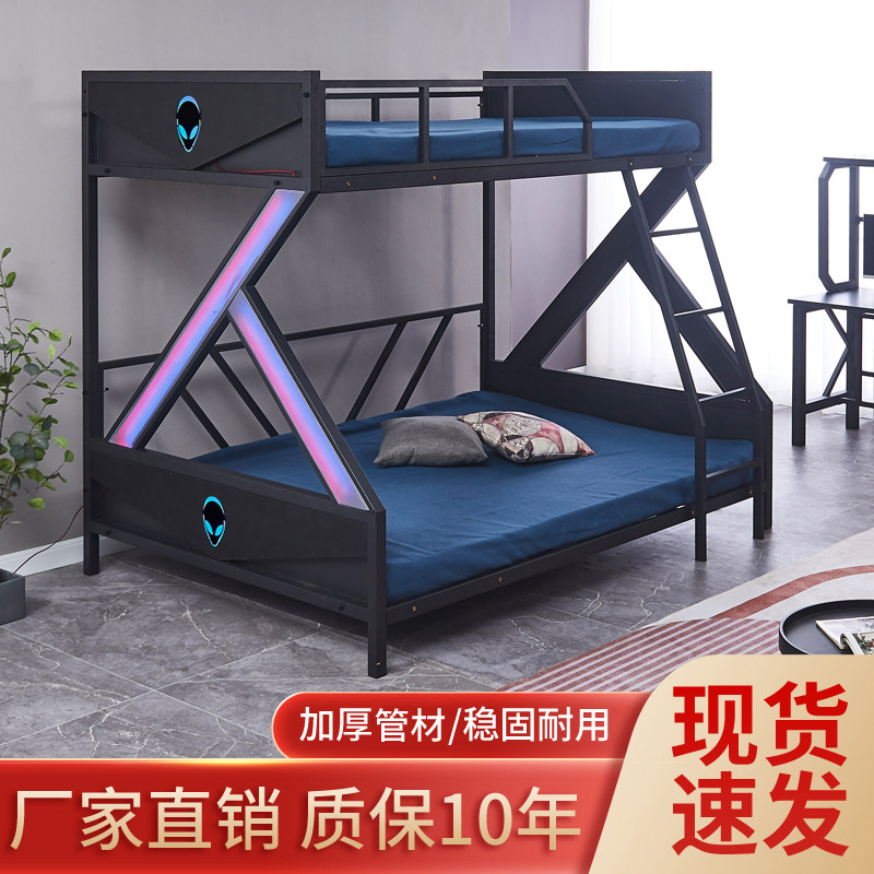 电竞床酒店上下铺铁艺床宾馆铁架床学校宿舍高低床公寓网吧子母床 - 实物图