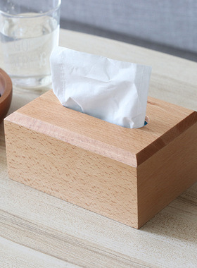 Detomate 实木纸巾盒能车载车用汽车厕所餐巾纸榉木质抽纸盒