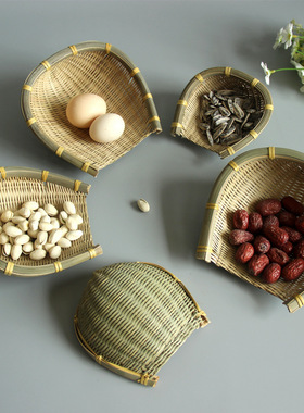 农家手工竹编簸箕筲箕竹筛青蔑竹筐厨房洗菜沥水篮晾晒装饰竹篮