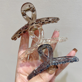 冰透高级感茶咖色透明质感基础中号抓夹韩版 透灰色鲨鱼夹 简约时尚