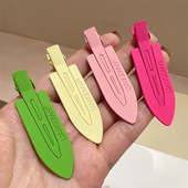 玫红色粉色冲浪板发夹边夹网红同款 百搭八字刘海无痕夹发卡鸭嘴夹