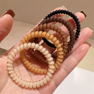 奶茶色基础款 简约微弹扎发头绳发绳女 电话线发圈咖色黑色纯色韩版