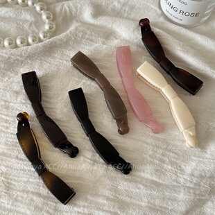 AhuaAhuaya韩版 简约亚克力蝴蝶结香蕉夹气质高级感高马尾发夹 时尚