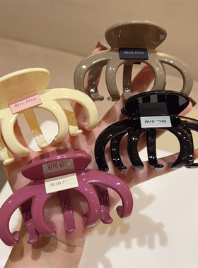 高级感微珠光紫色咖色大南瓜抓夹撞色min标优雅气质韩版大盘发夹