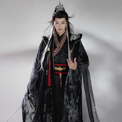 昭华赋兰陵王蓝金黑色马面裙套装