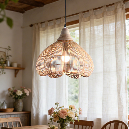 侘寂风藤艺餐厅吊灯民宿茶室客厅