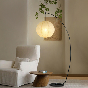 宋氏美学宣纸钓鱼落地灯侘寂风禅意茶室客厅沙发旁装饰氛围立灯具