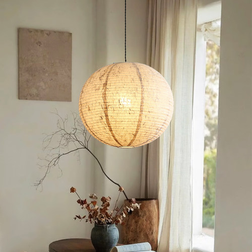 中古风云龙纸吊灯禅意宣纸圆形灯