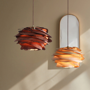 诧寂风实木玫瑰花餐厅卧室吊灯个性复古过道阳台民宿酒吧设计师款