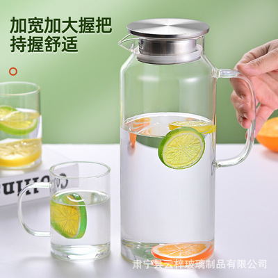 2000ml玻璃耐高温凉水壶家用耐热泡茶壶大容量果汁冷水壶商务礼品