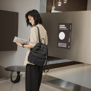 优草坊包小众双肩包女2026新款时尚百搭通勤背包大容量真皮旅行包