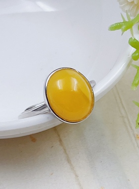 925银蜜蜡戒指925蜜蜡