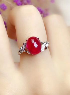 925银红刚玉戒指指圈主石尺寸