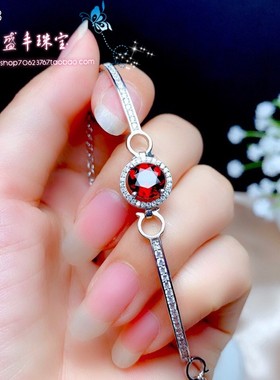 纯银莫桑比克石榴石手链新款特惠