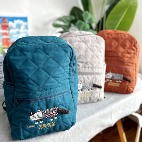 kusuguru双肩背包绗缝书包电脑包