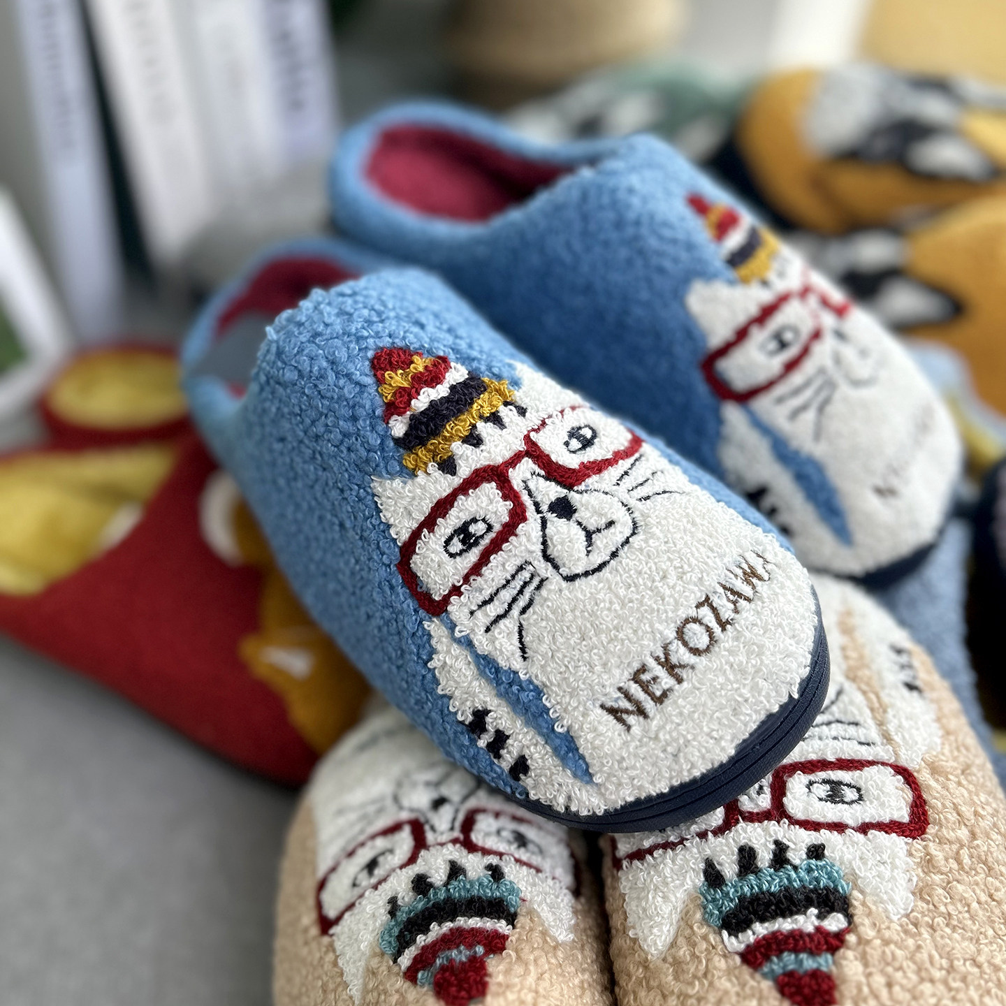 拖鞋家居棉拖鞋棉鞋猫咪地板鞋出口日本外贸冬季室内鞋保暖厚女士