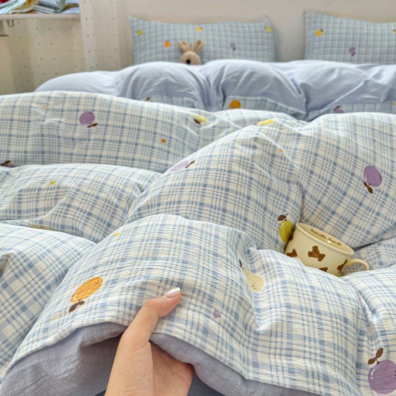 双层纱床上四件套四季通用非全棉纯棉床单被套巨好看的床品三件套