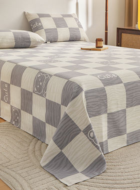 老粗布床单单件非纯棉全棉宿舍180x200cm被单枕套三件套四季通用