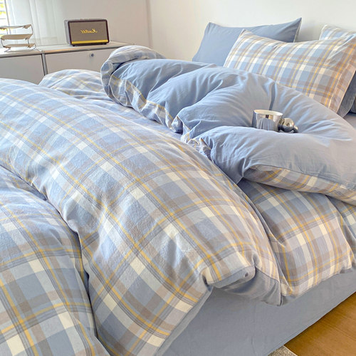 水洗棉被套单件150x200x230cm非全棉纯棉被罩学生宿舍单人三件套