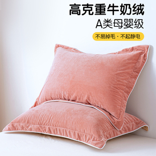 牛奶绒枕套一对装 加厚珊瑚绒枕头套单个枕芯内胆套 48cmx74cm冬季