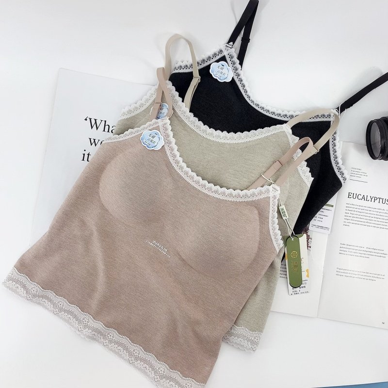 细肩带蕾丝领小花边背心女士带胸垫免穿文胸热皮磨毛打底保暖上衣,女士内衣/男士内衣/家居服,保暖背心,淘宝优惠券,粉丝福利购,淘宝优惠卷