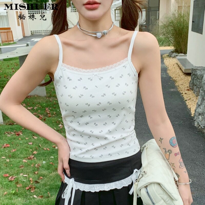 碎花小吊带背心带胸垫修身上衣女