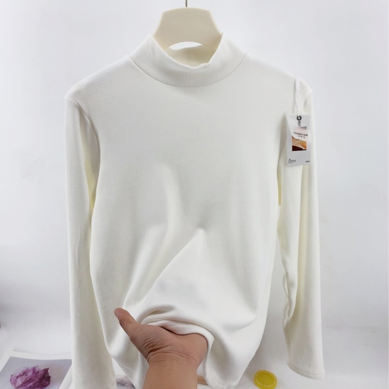 软糯羊绒感半高领修身打底衫女