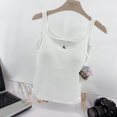 百搭三粒扣吊带小背心带胸垫