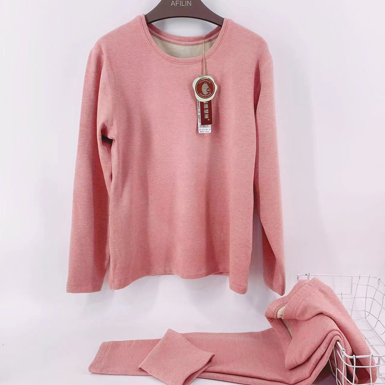 保暖内衣打底圆领羊绒套装