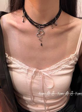 暗黑灵蛇串珠项链女辣妹小众甜酷朋克颈链叠戴choker锁骨链配饰