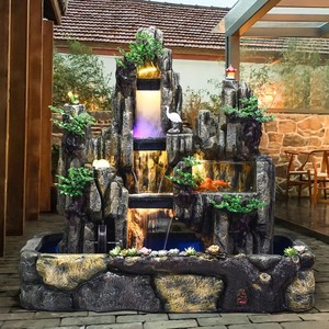 大型户外室外庭院别墅假山流水喷泉鱼池循环水造景水幕墙屏风摆件