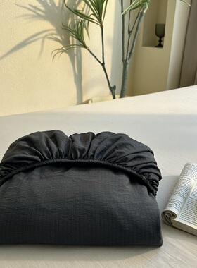 简约纯黑色床笠单件新款四季床垫全包防尘防滑保护套可机洗三件套