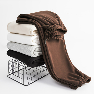 咖色束脚卫裤女加绒大码秋冬季2025新款长裤子收口直筒春秋小个子