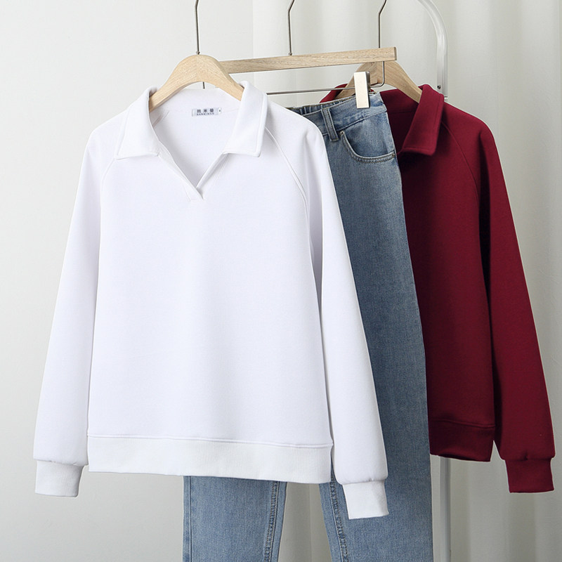 早春插肩翻领卫衣女无帽2026新款爆款大码春秋薄款今年流行长袖潮