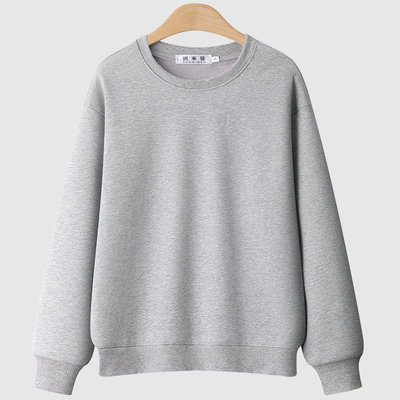 正肩春秋季卫衣女圆领2025新款无帽加绒秋冬灰色大码薄款短款长袖