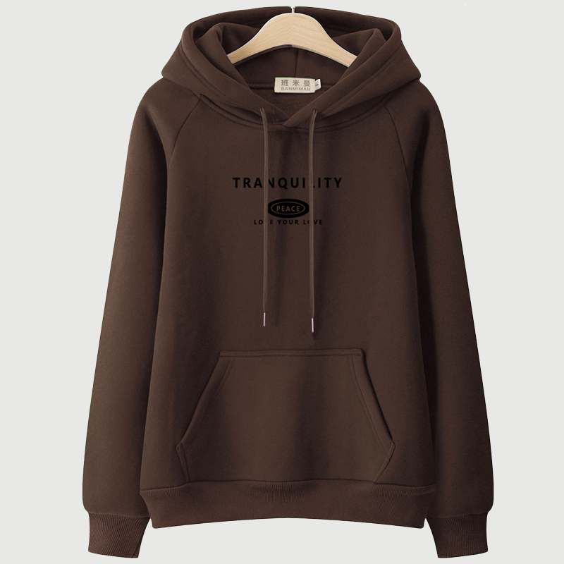 班米曼银狐绒卫衣女宽松连帽