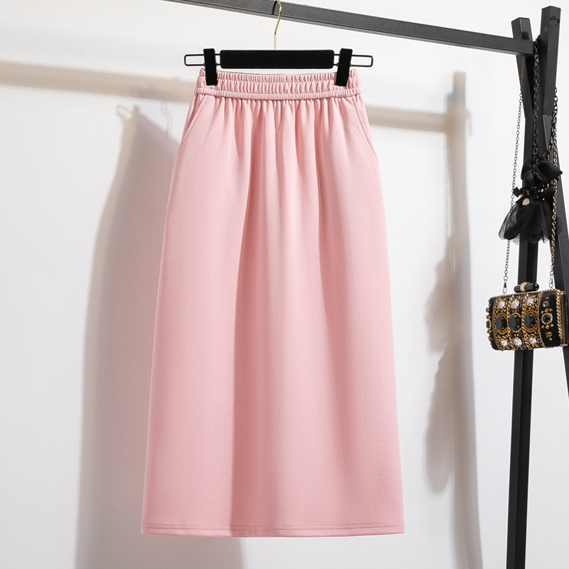 2025新款夏季薄款纯棉休闲运动卫裙半身裙女a字长裙高腰粉垂坠感