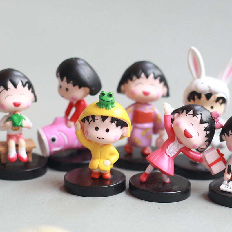 日本动漫卡通周边可爱创意樱桃小丸子桌面摆件萌模型玩具人偶现货