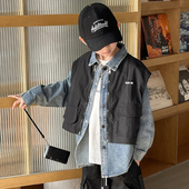 儿童衬衣炸街潮痞帅气上衣春秋款 男童牛仔假两件衬衫 外套2026新款