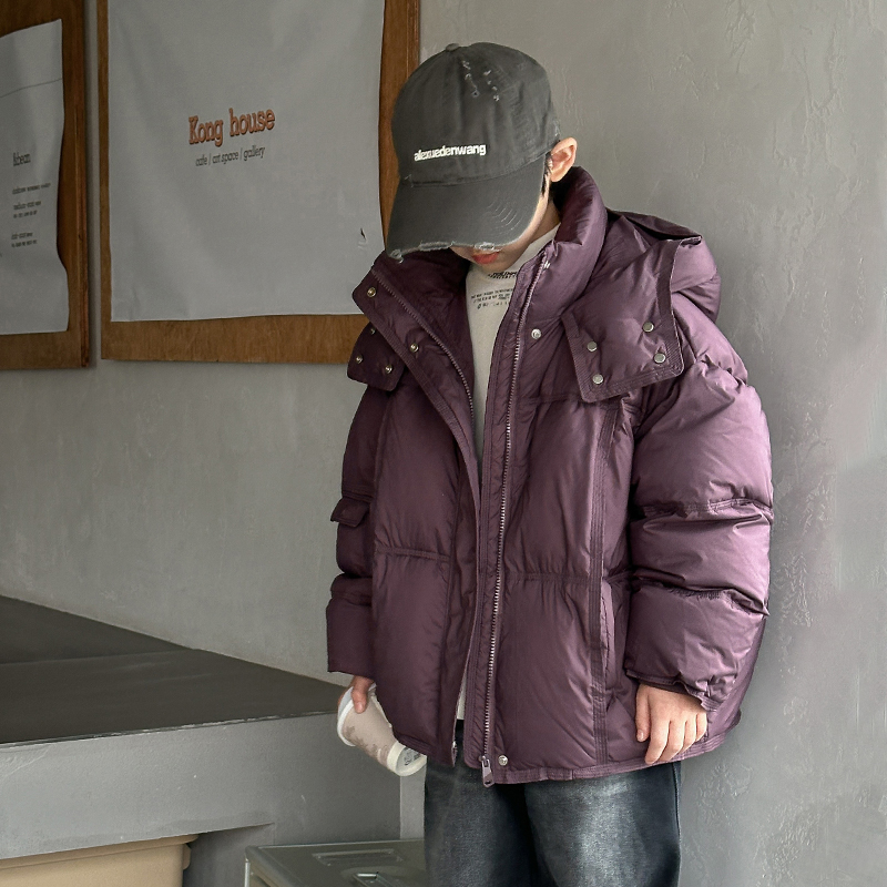 纯色方块形羽绒服男童冬款